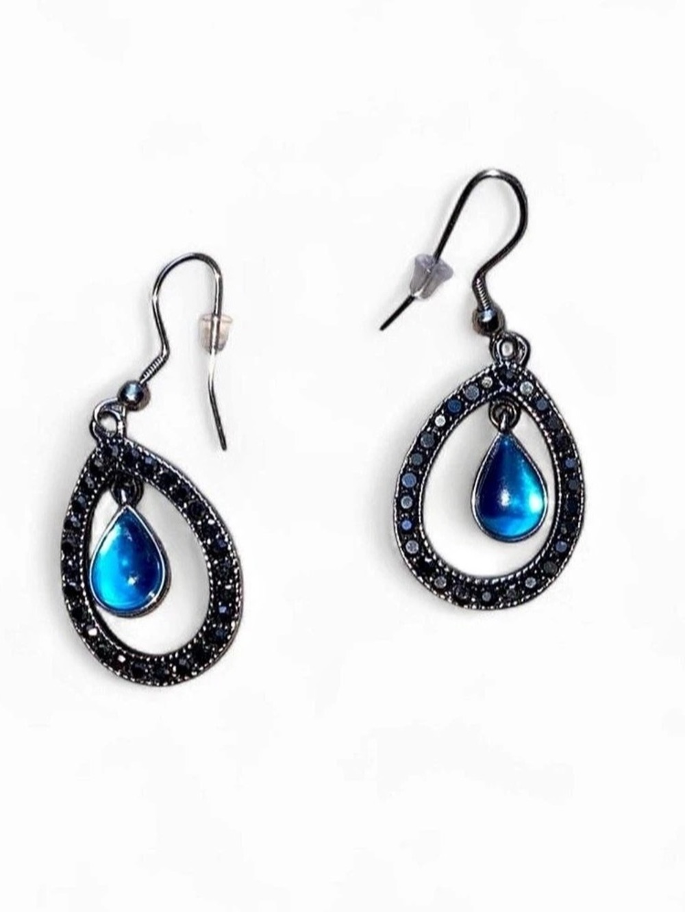 Blue Teardrop Dangle Earrings